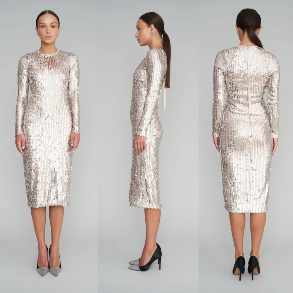 Le Superbe Studio 54 Kate Sequin Dress Silver‎ Size XS NEW